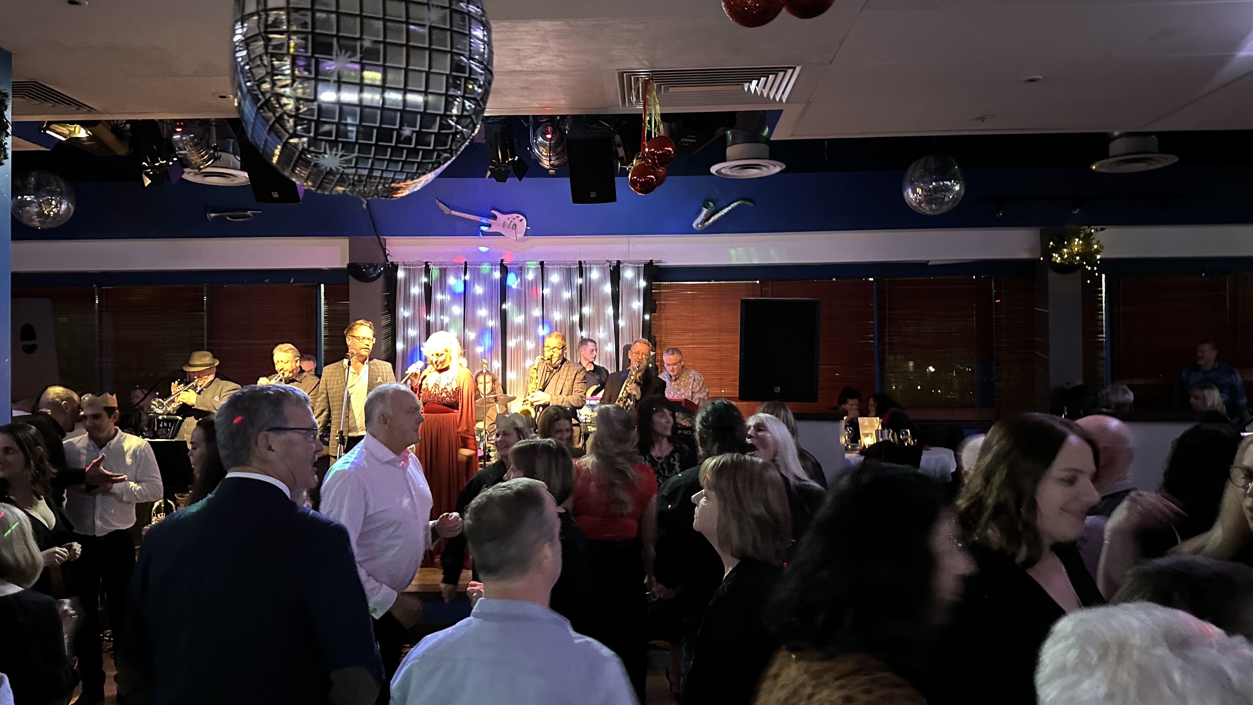 The Chain Gang performing on the stage at a Christmas party at The Jazz Cafe in Reading, Berkshire.